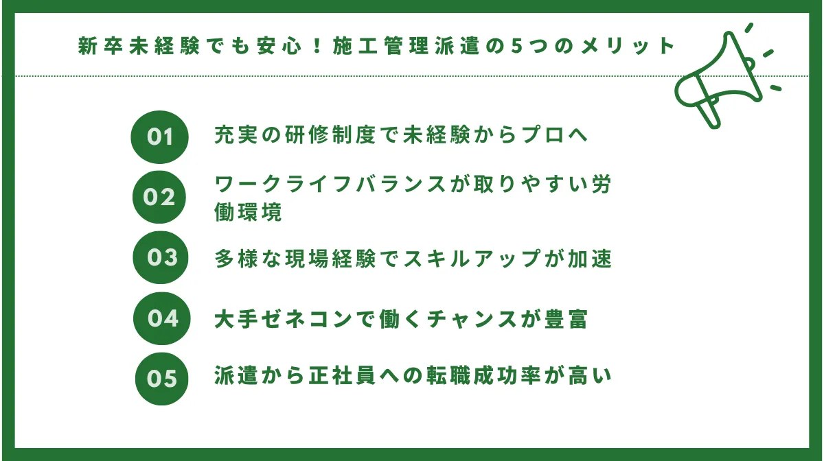 新卒未経験でも安心!施工管理派遣の5つのメリット