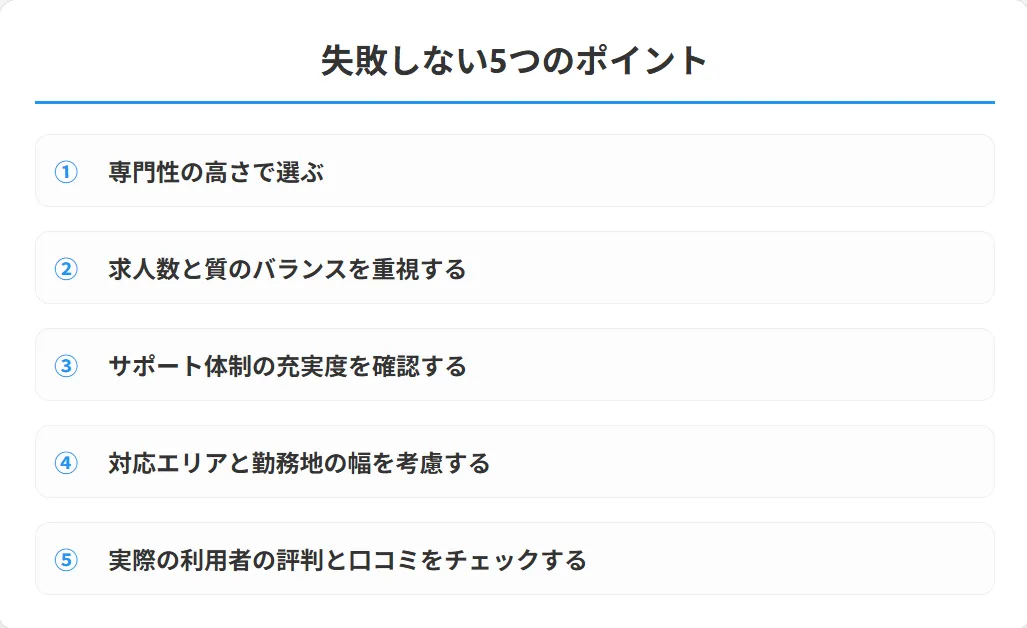 2．施工管理転職サイトの選び方【失敗しない5つのポイント】