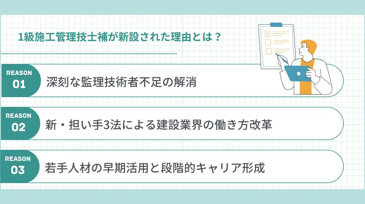 1級施工管理技士補が新設された3つの理由