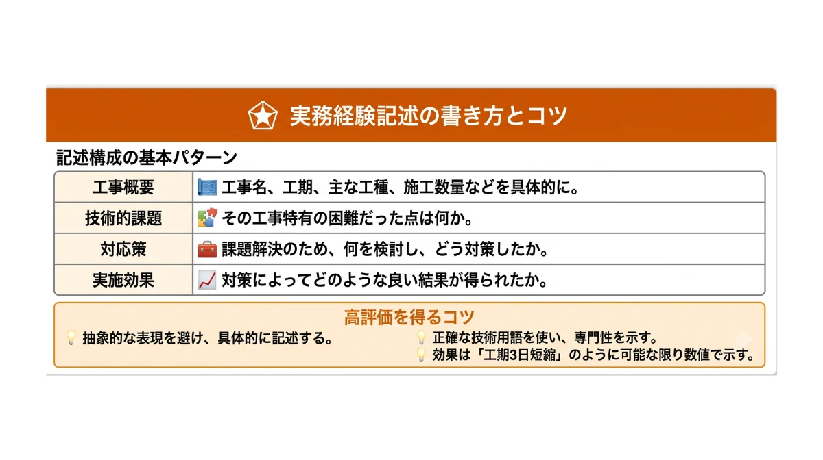 実務経験記述の書き方とコツ