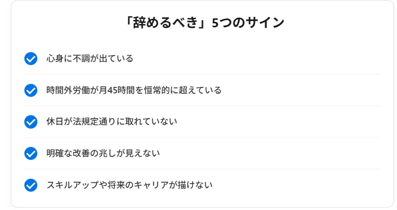 2．その環境、本当に我慢すべき？「辞めるべき」5つのサイン