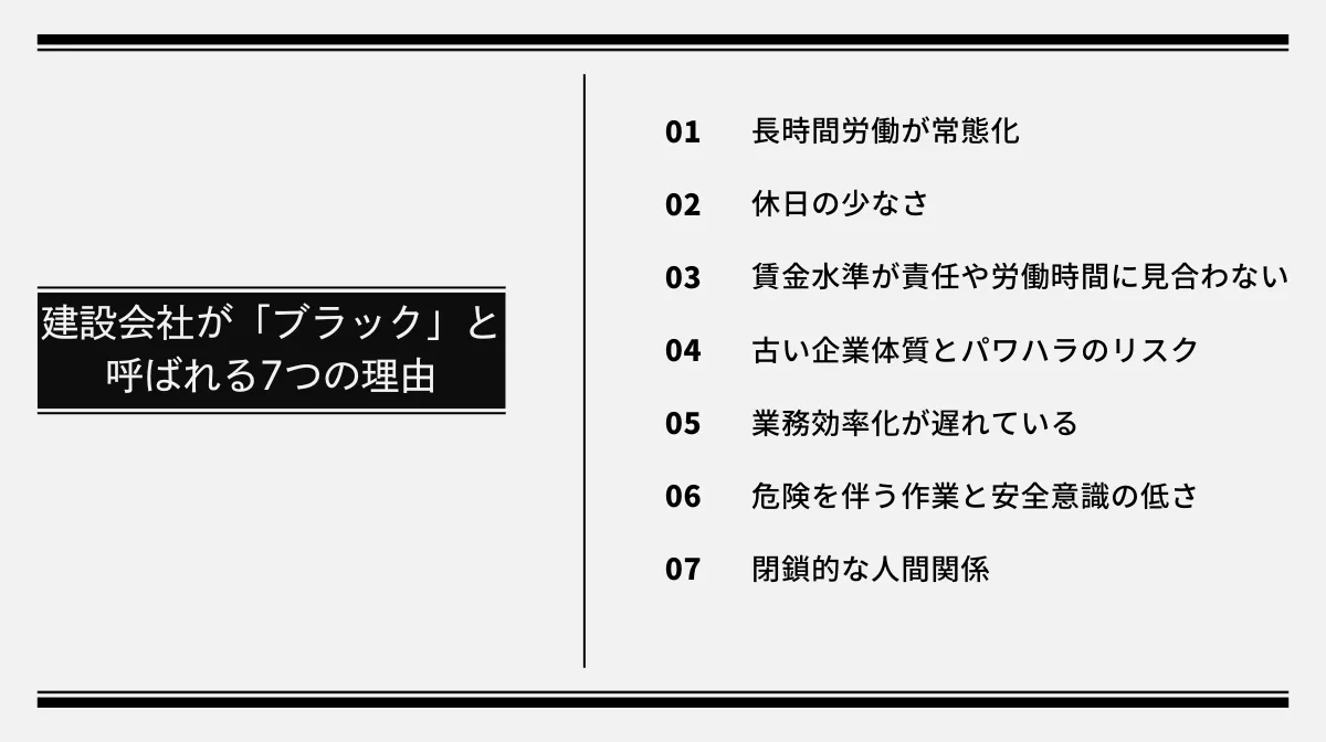 建設会社が「ブラック」と呼ばれる7つの理由