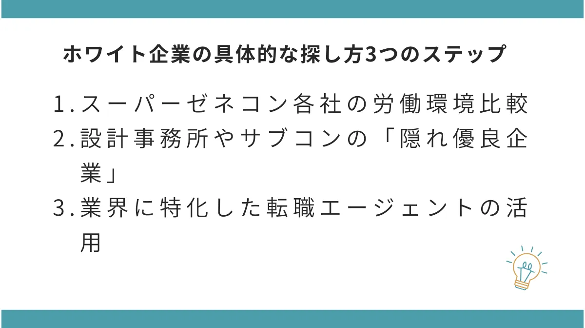 ホワイト企業(スーパーゼネコン・設計事務所等)の具体的な探し方