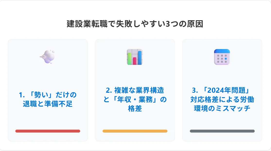 なぜ建設業の転職は「失敗」しやすいのか？【3つの根本原因】