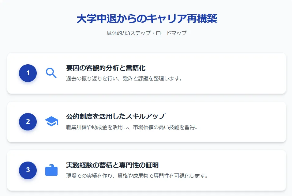 4.大学中退からキャリアを再構築するための具体的な3ステップ