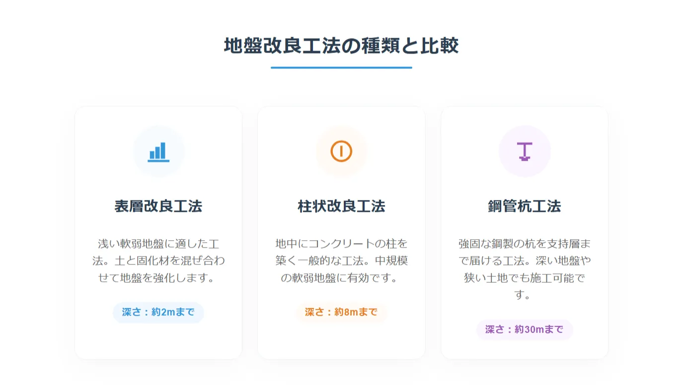 地耐力が足りない場合はどうする？代表的な地盤改良工法