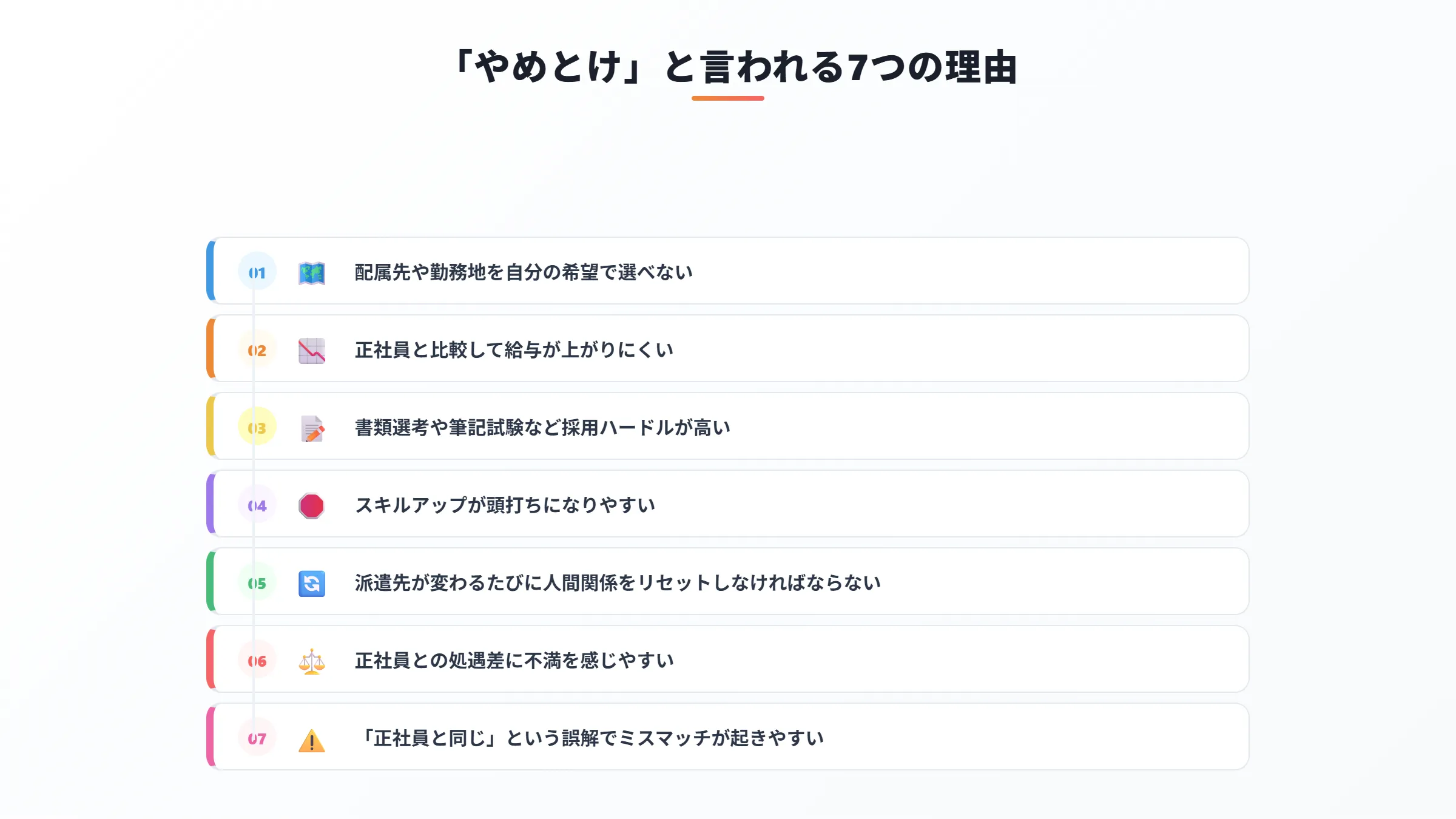 2．無期雇用派遣が「やめとけ」と言われる7つの理由